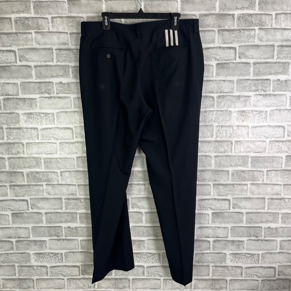 Adidas Solid Black 3 Stripe Performance Golf Pants Men 36 x 32 Polyester Stretch - Picture 3 of 10